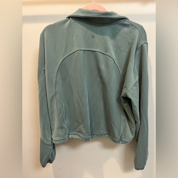 Lululemon BRUSHED SOFTSTREME RIBBED HALF ZIP Green jasper Size 12 - Picture 3 of 4